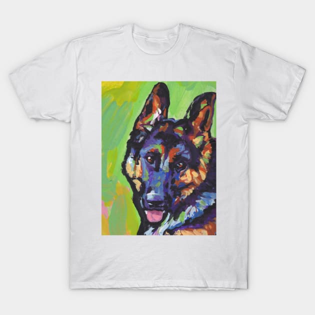 German Shepherd Dog Bright colorful pop dog art T-Shirt by bentnotbroken11